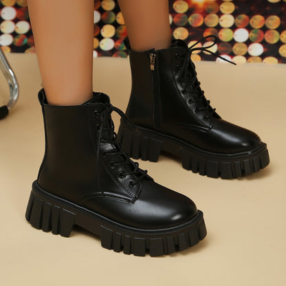 Damen Stiefel Chunky Boots Robust Reißverschluss Winter