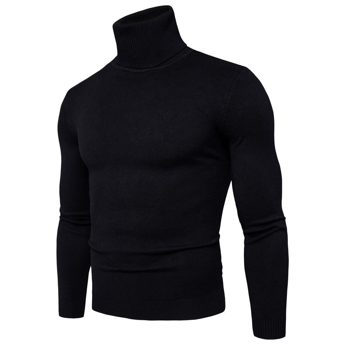 Herren Rollkragenpullover Merinowolle Weich Warm