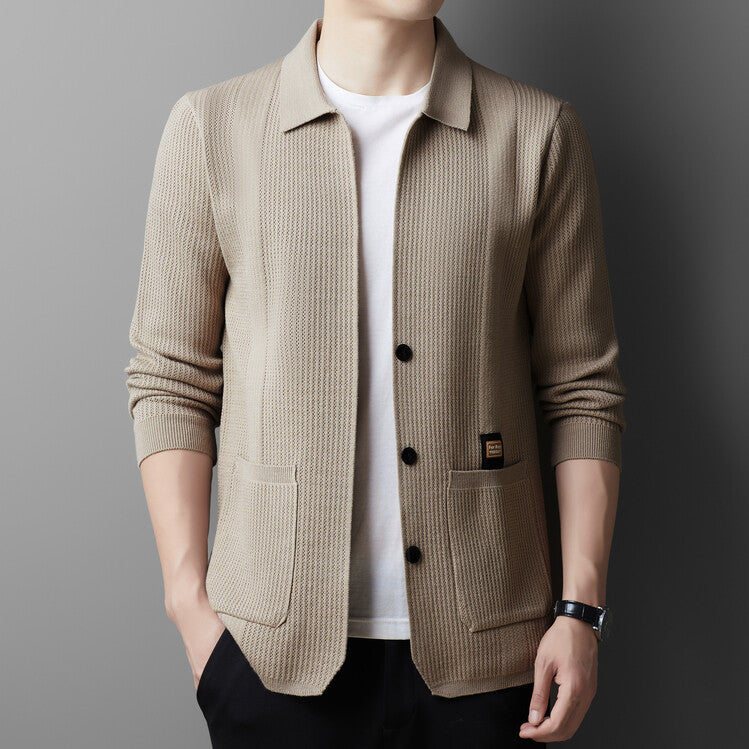 Herren Strickjacke Lässig Modern Grau