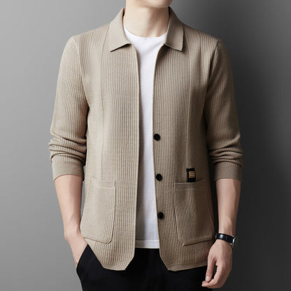 Herren Strickjacke Lässig Modern Grau