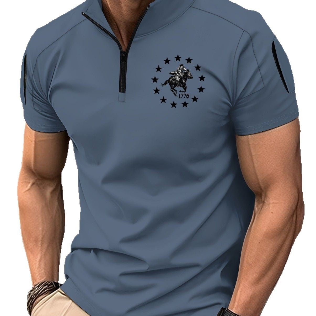 Herren Funktionsshirt Kurzarm mit Reißverschluss Modern