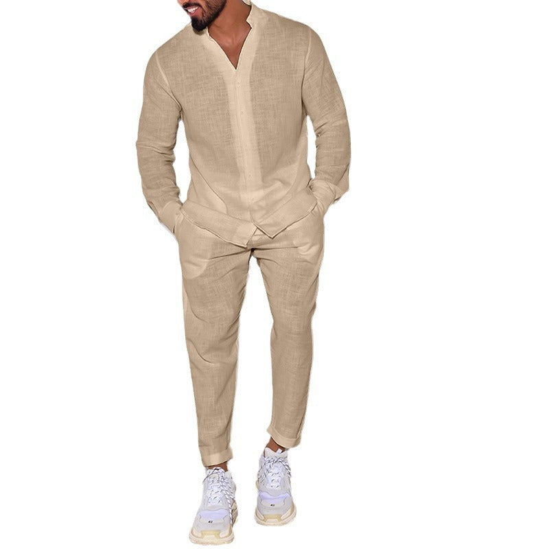 Herren Leinenhose Bequem Elastisch Knopfleiste Trendy