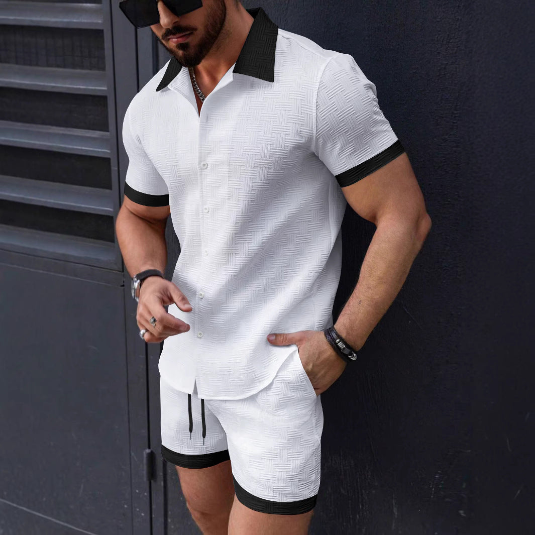 Herren Hemdanzug Kurzarm Elegant Slim Fit