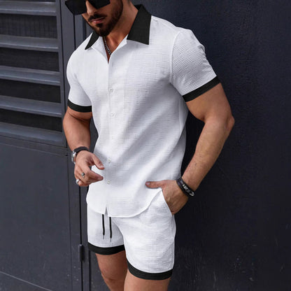 Herren Hemdanzug Kurzarm Elegant Slim Fit