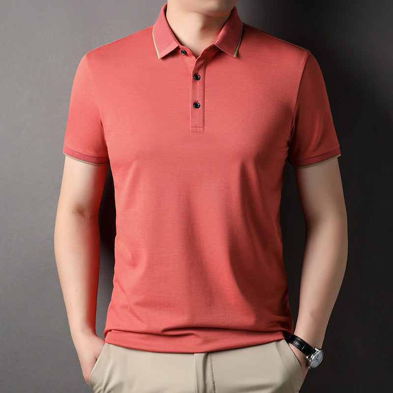 Herren Poloshirt Fein Piqué Kragen Kontrast Modern