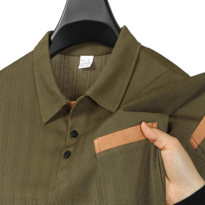 Herren Langarmshirt Strukturiert Kontrastkragen Trendy