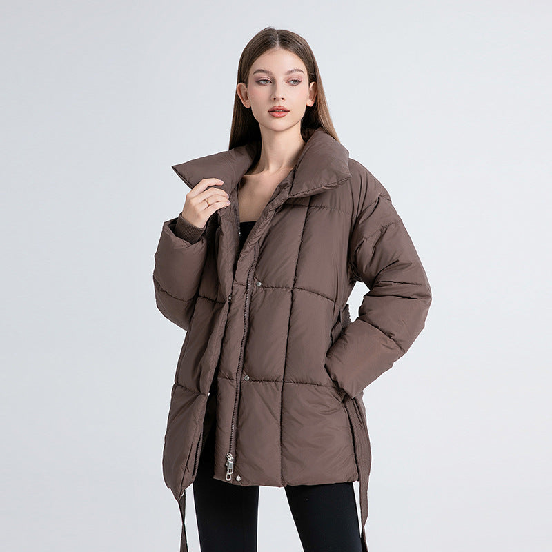 Damen Winterjacke Taillierte Elegante Mit Gürtel
