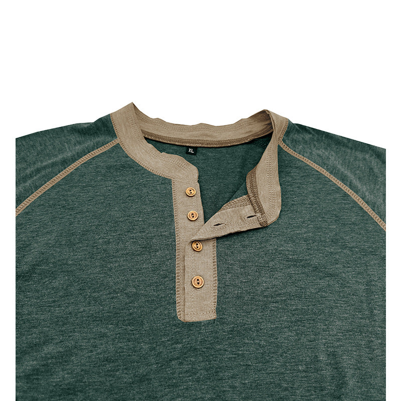 Herren Langarmshirt Weich Baumwolle Kontrastdetails Modern
