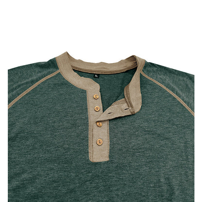 Herren Langarmshirt Weich Baumwolle Kontrastdetails Modern