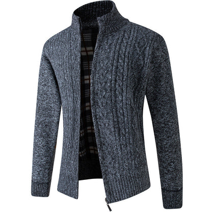 Herren Strickjacke Modern mit Kragen und Zopfmuster