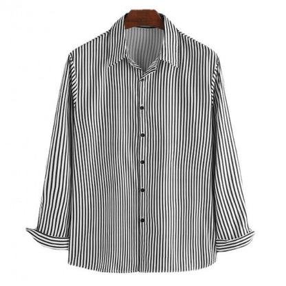 Elegantes Herren Langarmhemd Streifenmuster Business Style