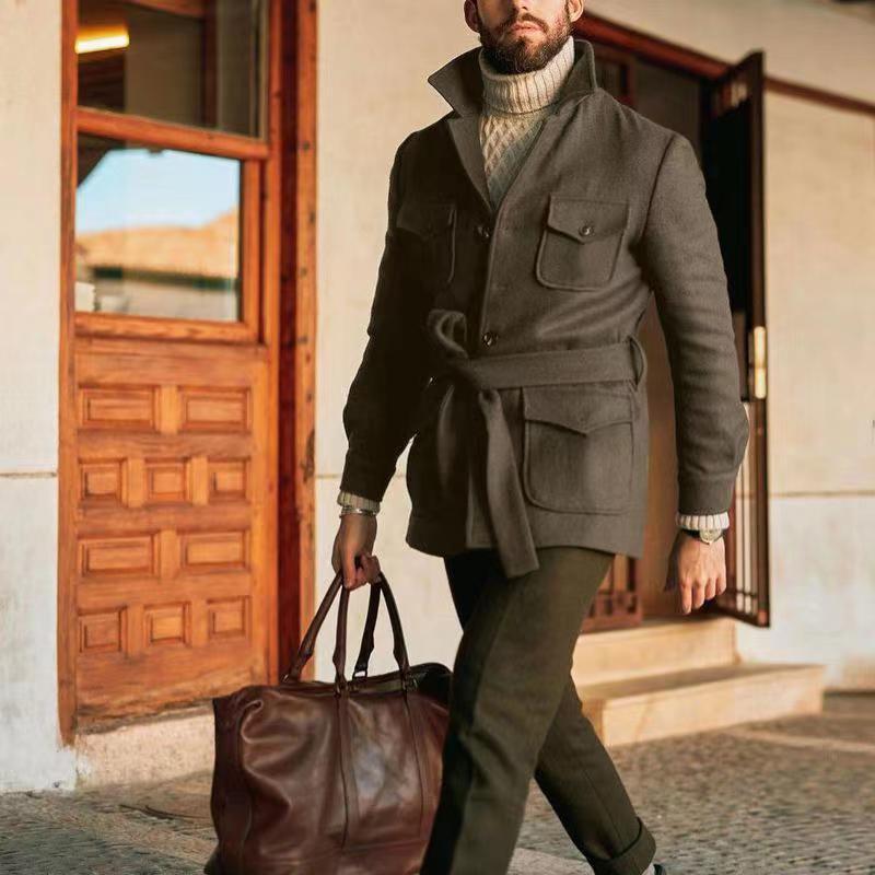 Herren Winterjacke Multifunktions Steppjacke Gürtel Taschen - BerlinGlamour