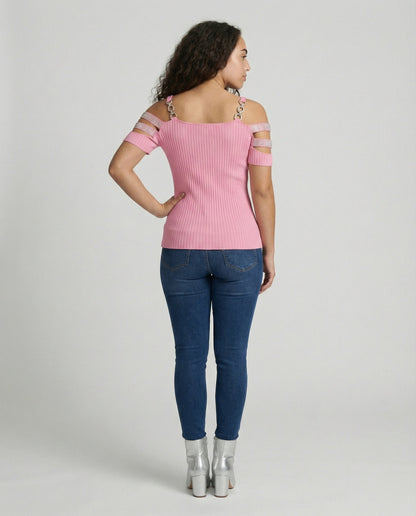 Damen Oberteil V-Ausschnitt Elegant Dekorativ