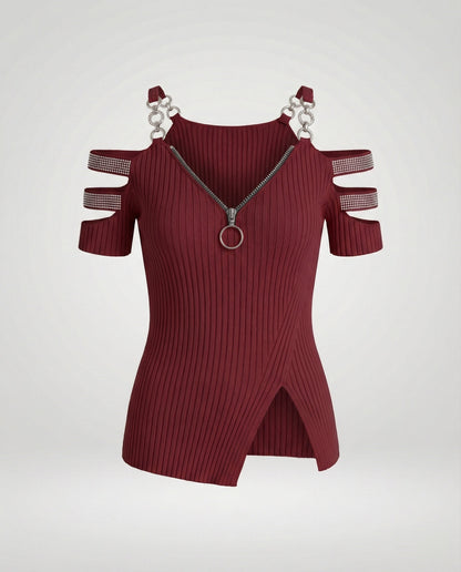 Damen Oberteil V-Ausschnitt Elegant Dekorativ