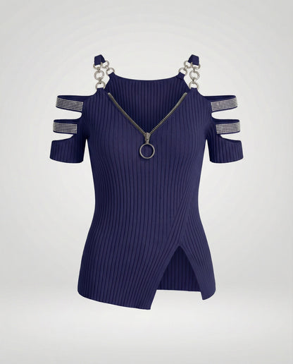 Damen Oberteil V-Ausschnitt Elegant Dekorativ