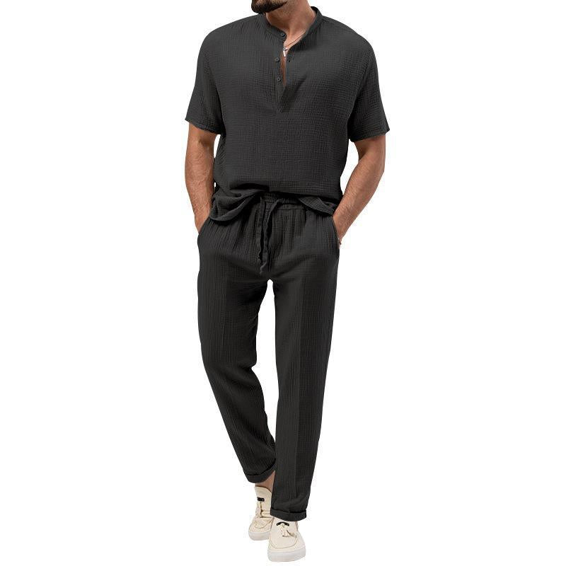 Herren Zweiteiler Outfit Kurzes Top Elastische Hose Casual