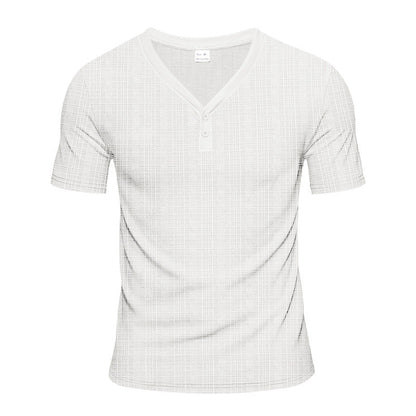 Herren Henley-Shirt Kurzarm Strukturiert Knöpfe Modern