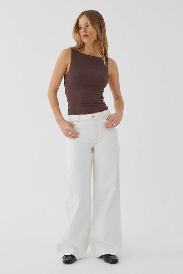 Damen Highwaist Jeans Weite Bein Verstellbar