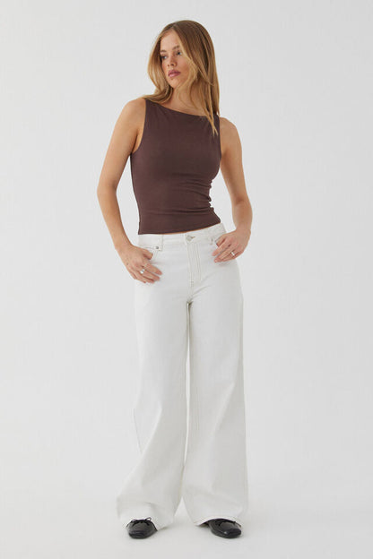 Damen Highwaist Jeans Weite Bein Verstellbar