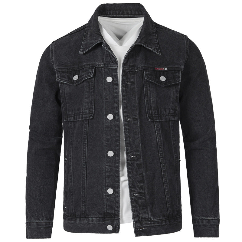 Herren Jeansjacke Slim Fit Modern mit Taschen und Nieten