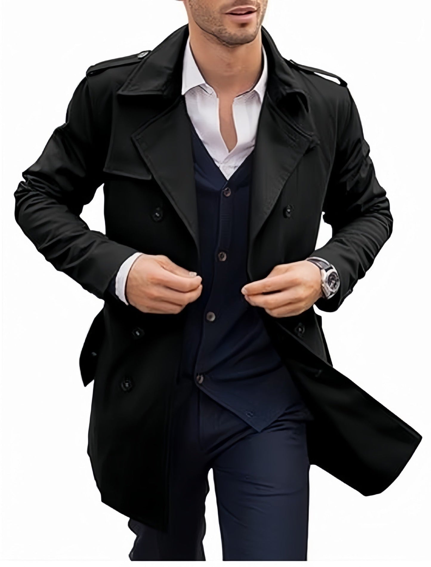 Herren Trenchcoat Modern Elegant Doppelreihig