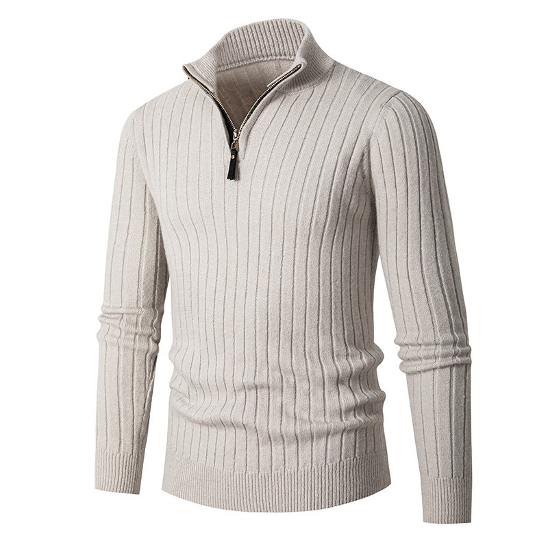 Herren Strickpullover Halbzipp Modern Rippstruktur