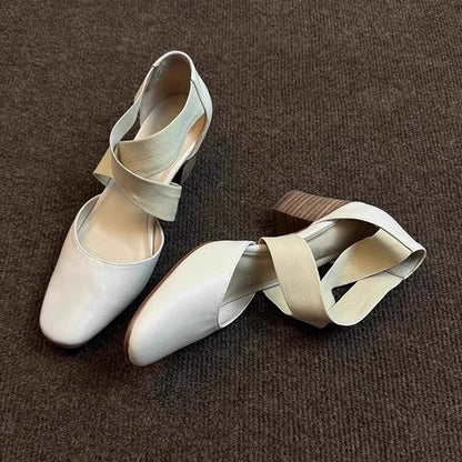 Damen Slingback Pantoletten Elegante Schuhe mit Kreuzband