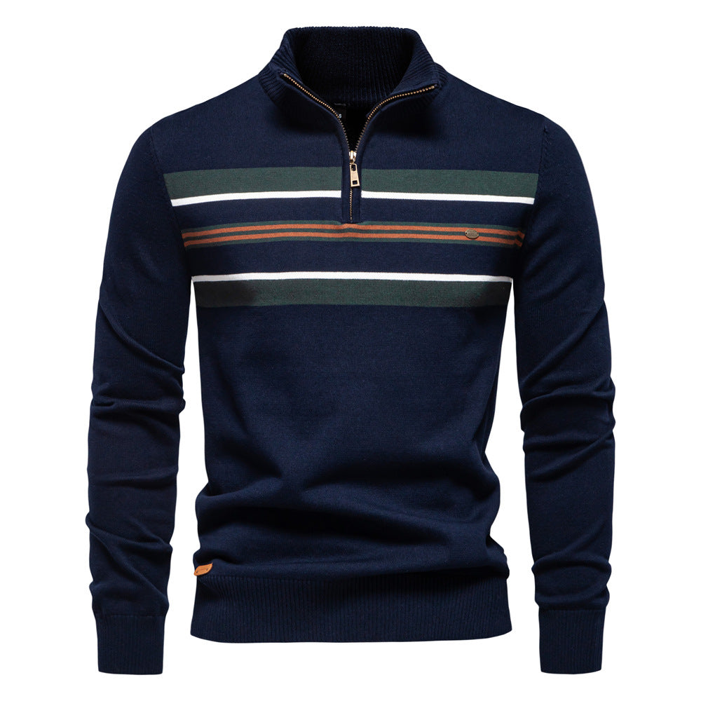 Herren Strickpullover Halbzipper Modern Streifen Design