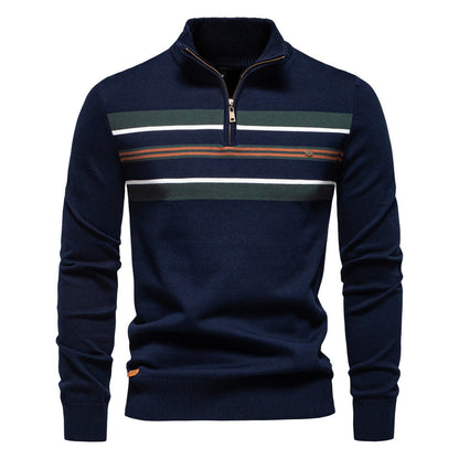 Herren Strickpullover Halbzipper Modern Streifen Design