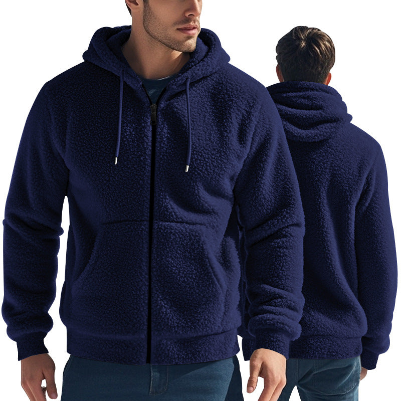 Weicher Fleece-Hoodie für Herren mit Taschen Reißverschluss