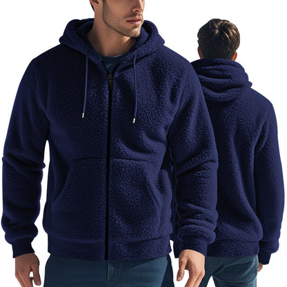Weicher Fleece-Hoodie für Herren mit Taschen Reißverschluss