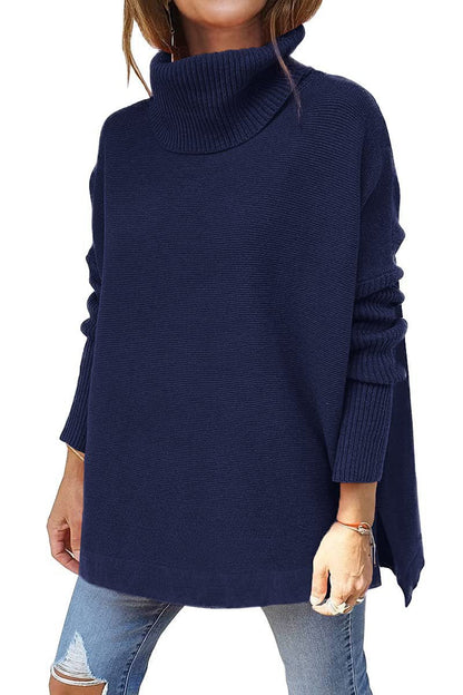 Damen Rollkragenpullover Oversized Großmasche Strick