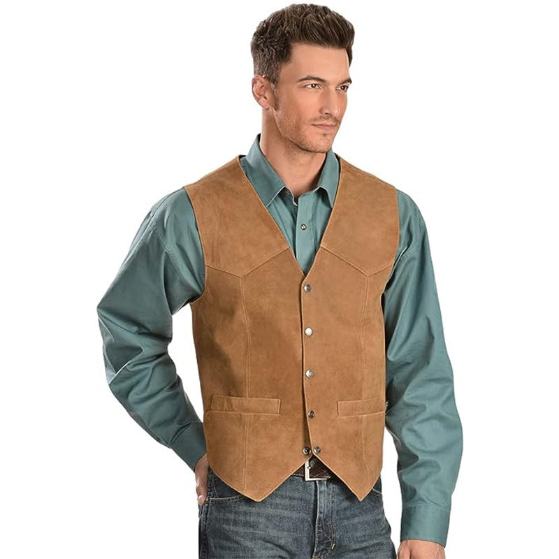Herren Lederweste Elegante Wildleder schwarz Klassiker