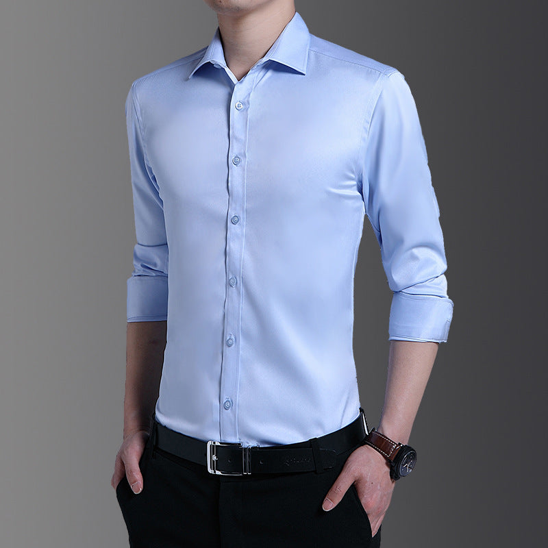 Elegantes Herrenhemd Langarm Glänzend Modern