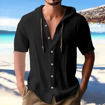 Herren Hoodie Kurzarm Kapuzenhemd Sportlich
