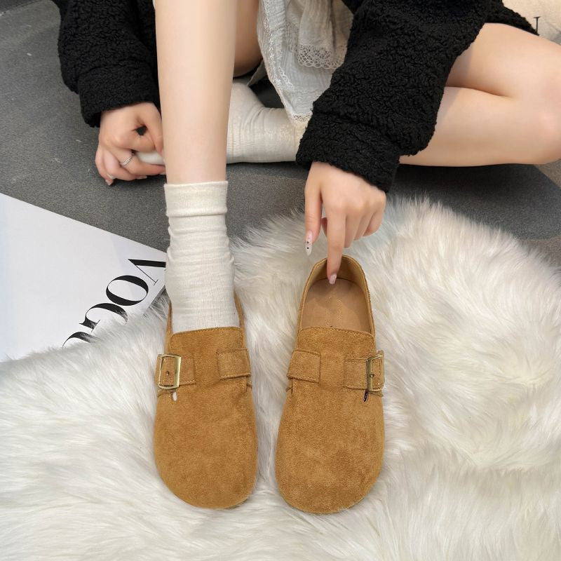Damen Slipper Wildleder Komfort Schuhe Heidi Stil