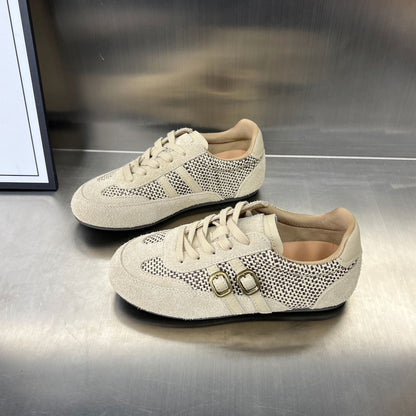Damen Sneaker Sportlich Elegant Geflecht Schnalle