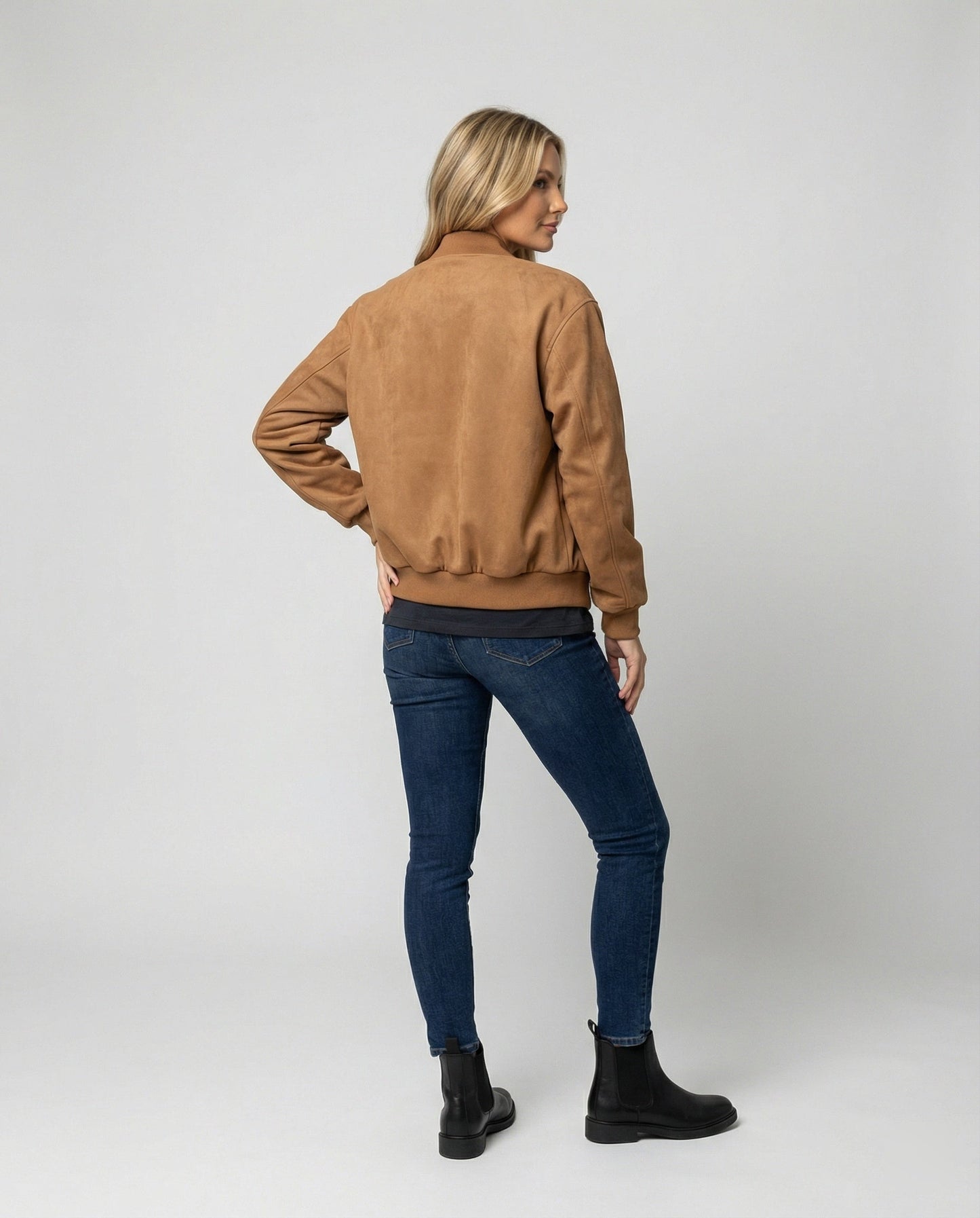 Damenjacke Braun Wildlederoptik Locker Herbst