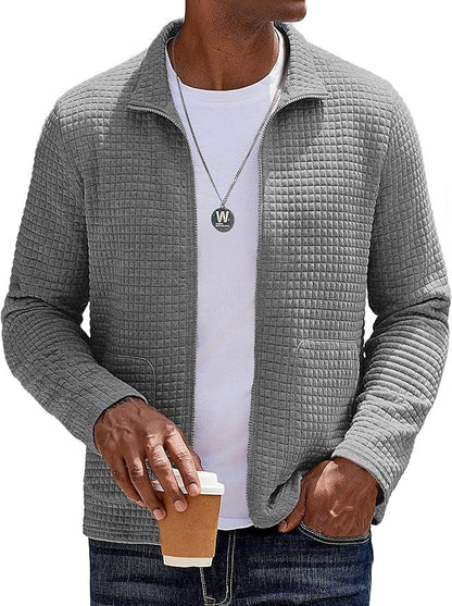 Herren Sweatjacke Strukturiert Hochkragen Funktionsjacke