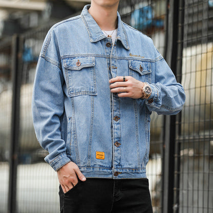 Herren Denimjacke Lässig Robust Mit Funktions-Taschen