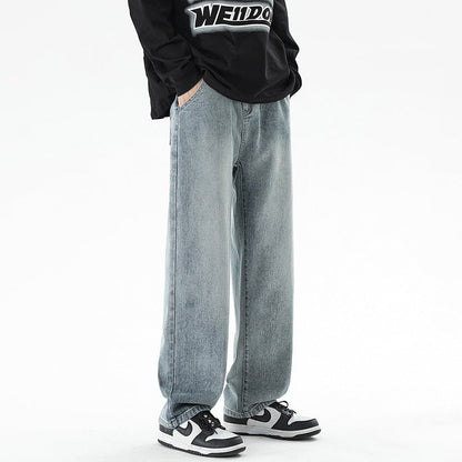 Herren Jeans Weite Bein mit hoher Taille und geradem Schnitt