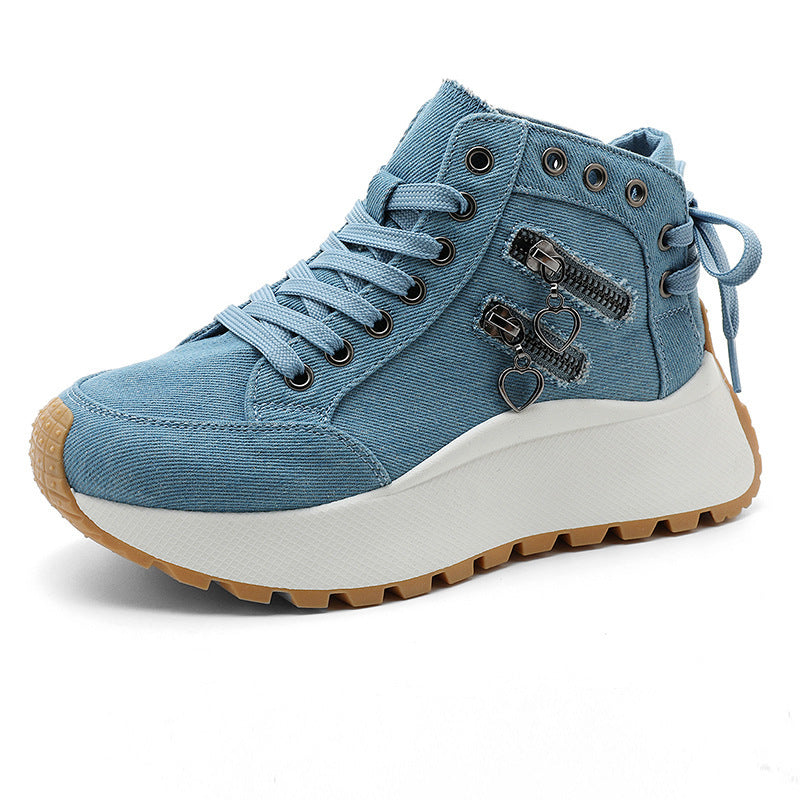 Damen Sneaker High-Top Sportschuhe Mit Reißverschluss