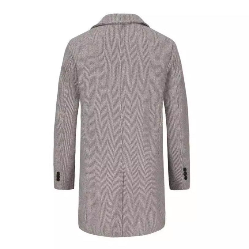 Herren Wollmantel Eleganter Doppelrevers Mantel Berlin Stil