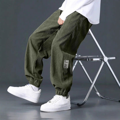 Herren Cargohose Bequem Rippstruktur Viel Taschen