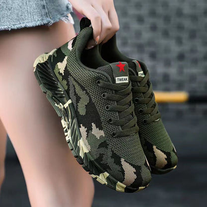 Damen Sneaker Sportlich Camouflage Laufschuhe