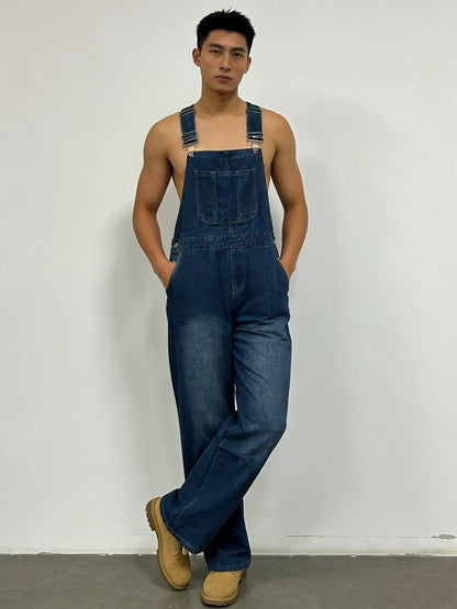 Herren Latzhose Jeans Bequem Weit Schnitt