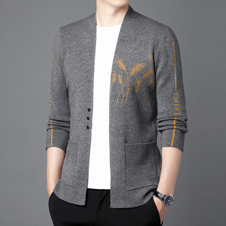 Herren Strickjacke Modern mit Feinstickerei Trendig