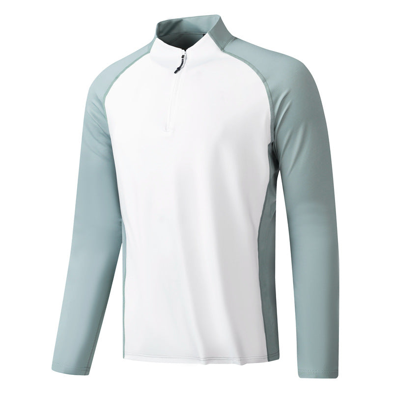 Herren Langarmshirt Funktionell Stehkragen Reißverschluss Sportlich