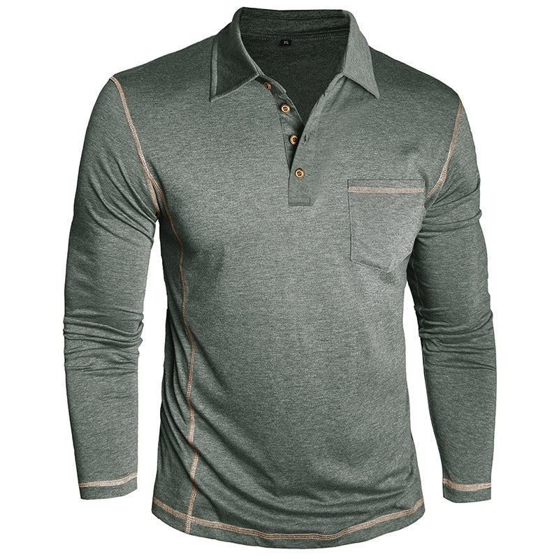 Herren Polohemd Langarm Modern Struktur