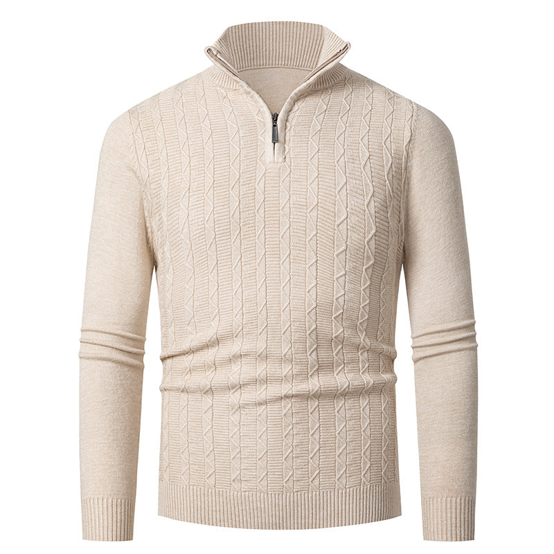Herren Pullover Strick Fein Zopfmuster Elegent